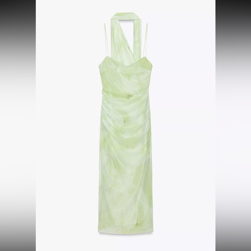 Zara Tulle Midi Dress with Scarf
